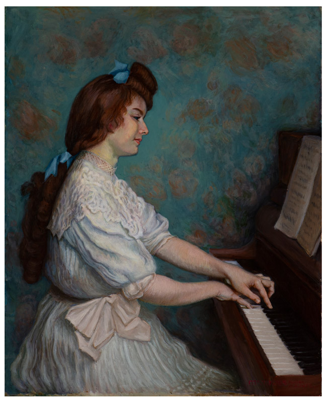 琴韻少女，1999年，臨摹館藏作品，油彩、畫布