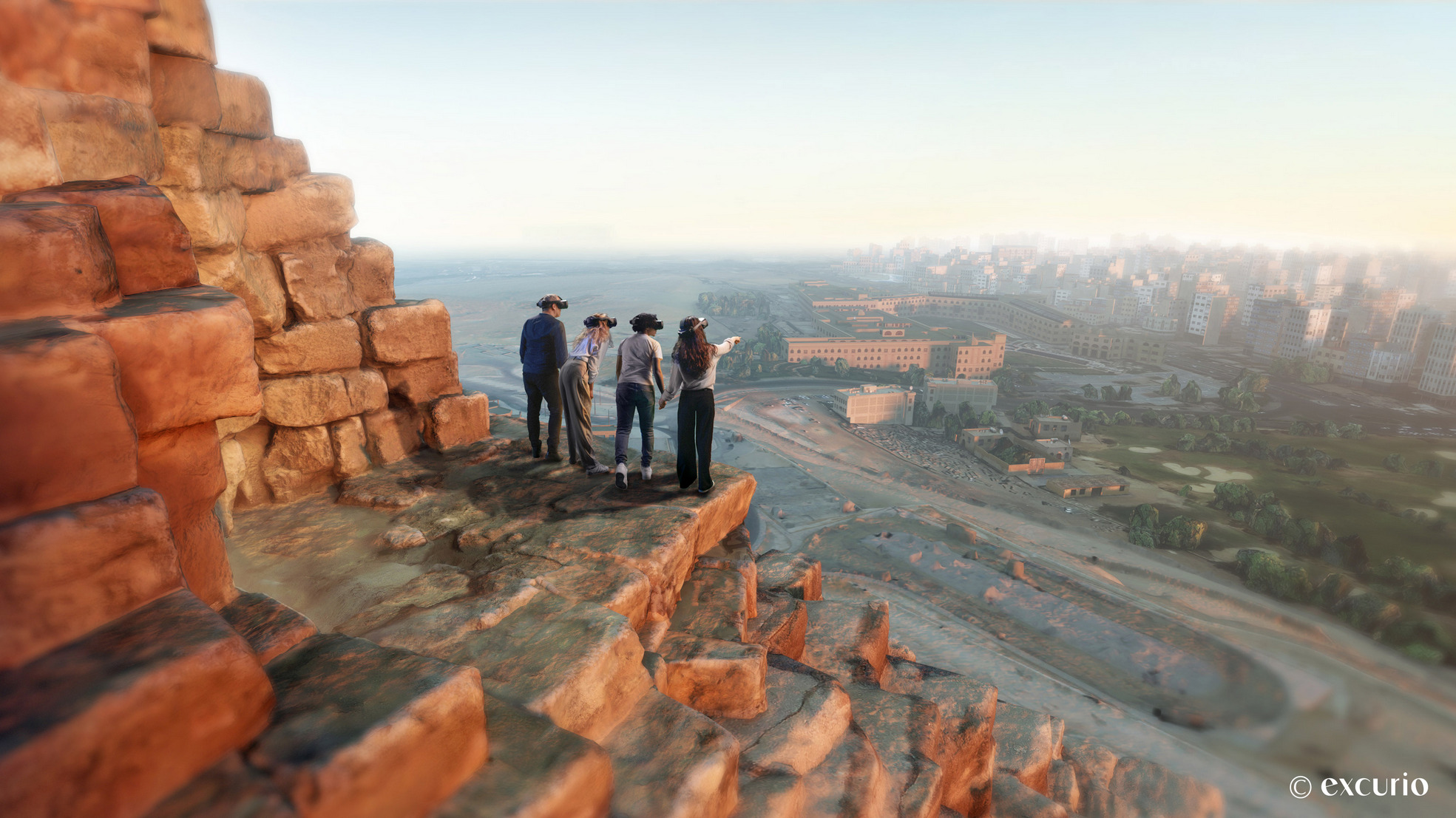 奇美博物館VR體驗《消失的法老》,透過VR裝置帶領民眾深入吉薩高原,探索古夫金字塔。圖片版權:excurio